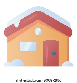 house snow wooden cabin single isolated icon with smooth style