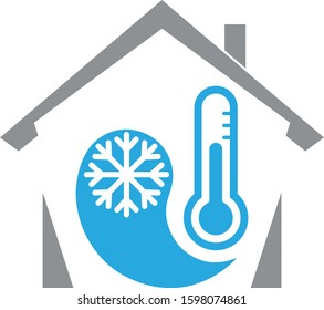House, snowflake and thermometer, temperature logo