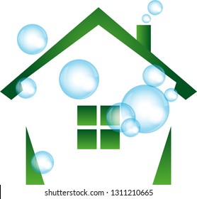 House and soap bubbles logo