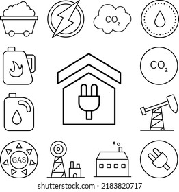 House, socket, energy icon in a collection with other items