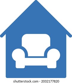 icono de color de glifo vectorial del sofá de casa