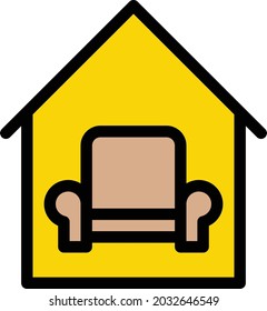 house sofa vector line colour icon