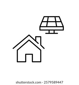 House and solar battery panel. Alternative energy, green technology. Pixel perfect vector icon