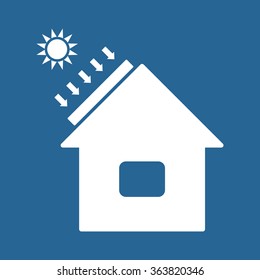 house - solar energy, solar heater icon, vector illustration. Modern design. Flat design style