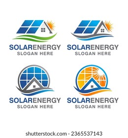 house solar energy logo design vector template