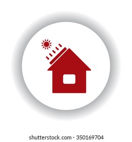 house - solar energy, red isolated white background