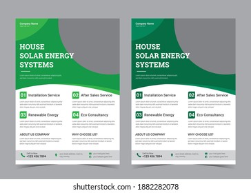 House solar energy system flyer, Green Energy Flyer Templates, vector.