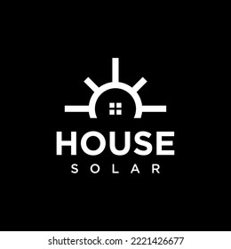 house solar line art logo vector