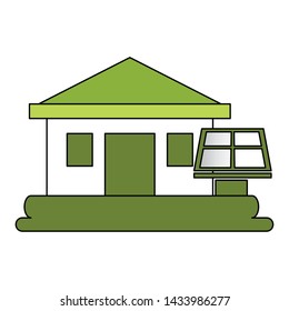 house solar panel eco friendly environment vector illustration