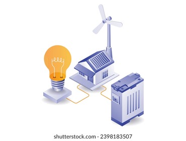 House with solar panel electric energy concept illustration