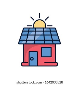 house with solar panel energy vector illustration design