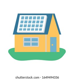 casa con panel solar ilustración vectorial de energía