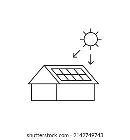 casa con panel solar icono de línea de iconos, estilo aislado en fondo blanco