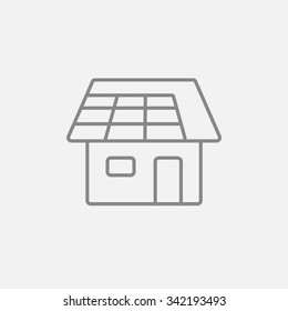 House with solar panel line icon for web, mobile and infographics. Vector dark grey icon isolated on light grey background.