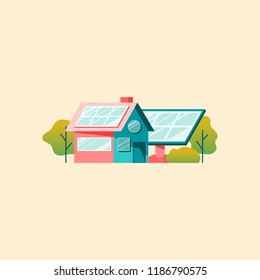 House and a solar panel vector