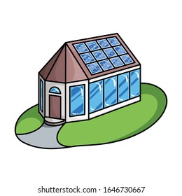 House of solar panel vector icon.Cartoon vector icon isolated on white background house of solar panel .