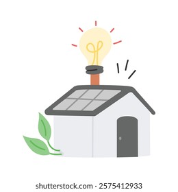 House with solar panels representing eco friendly living