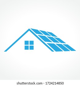 house with solar panels, vector