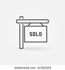 House Sold Line Icon - Vector Minimal Sign Or Design Element