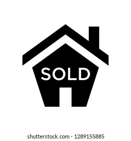 House sold sign icon vector black - glyph house sold sign