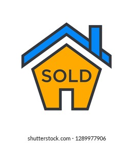 House sold sign icon vector - Linear fill house sold sign