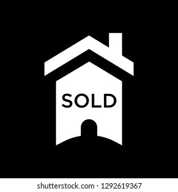 House sold sign icon vector white - glyph house sold sign