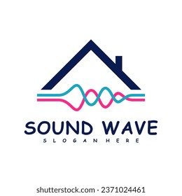 House with Sound wave logo design concept vector. Sound wave illustration design