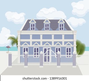 House to the South, surrounded by palm trees. Recreation on the sea coast.