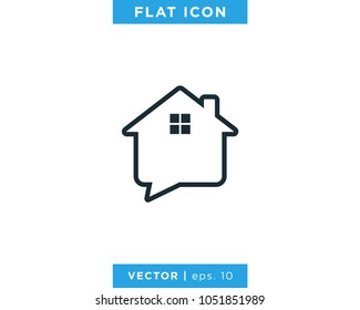 House And Speech Bubble Icon Vector Logo Template