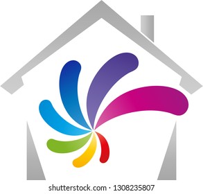House and spiral from drops colored logo