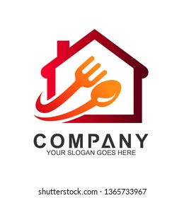 House With Spoon And Fork Logo, Vector Kitchen, Home Kitchen Logo