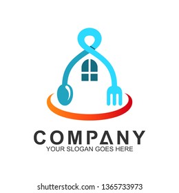House With Spoon And Fork Logo, Vector Kitchen, Home Kitchen Logo