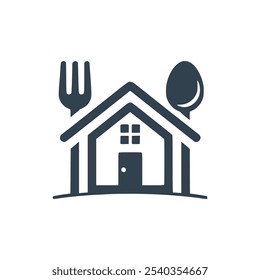 house with spoon and fork restaurant logo vector illustration template design