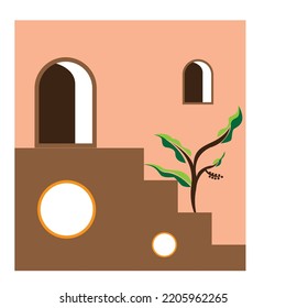 house stairs and gate cover design vector illustration