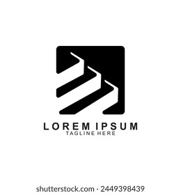 House and stairs logo, with modern design.