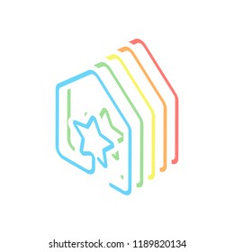 house with star icon. line style. Stack of colorful isometric icons on white background