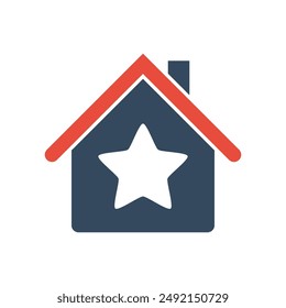 house with star icon, top rated home vector pictogram, best choice for investment sign