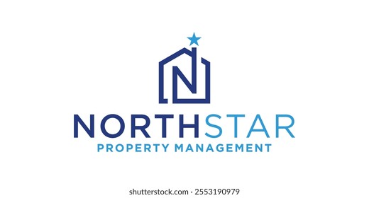 House and star logo, N letter combination logo, house and star