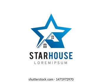 House and star logo symbol or icon template