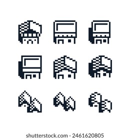 Hausaufkleber. Home-Symbol. Pixel Art Style Design für Logo, Web, mobiles App, Abzeichen und Patches. Video-Spiel Sprite. 8-Bit. Isolierte Vektorillustration.  