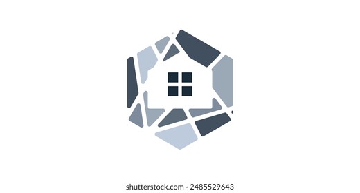 diseño de logo de casa y piedra. logo design icon, Vector, symbol, creative, idea