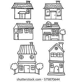 Hand Drawn Cartoon Homes Vector Illustration Stock Vector (Royalty Free ...