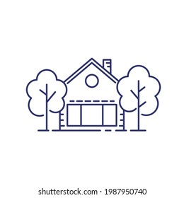 house in suburb line icon