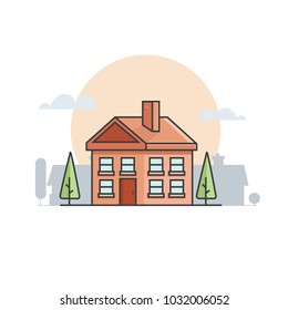 House suburban iconic vector illustration