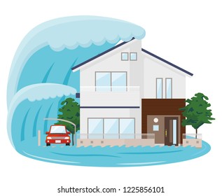 A house suffering from the tsunami.