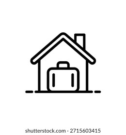 house with suitcase in front