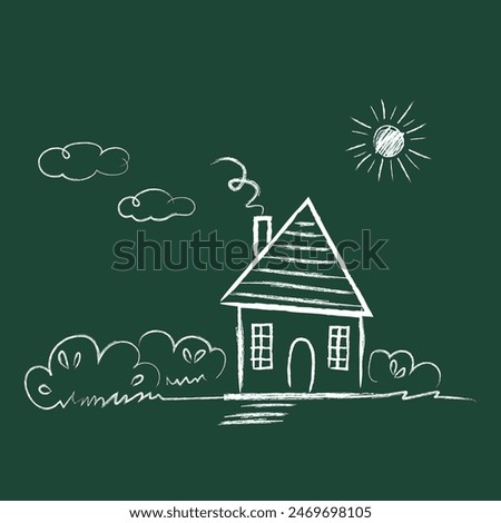 Similar – Image, Stock Photo A house made of crayons with a green leaf in the shape of a heart