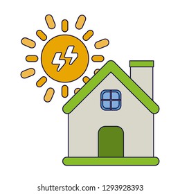 House with sun and electric energy