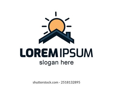 Haus mit flachem Sonnenlogo oder -symbol 