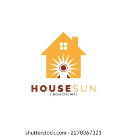 House Sun Icon Vector Logo Template Illustration Design